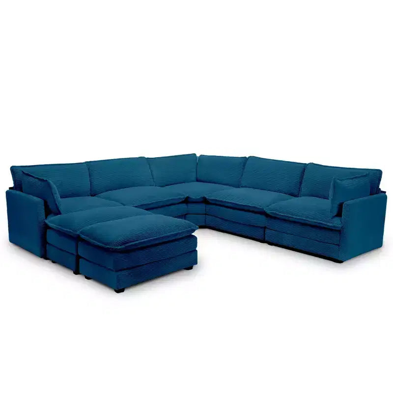 HYLEORY Canapé modulable surdimensionné en velours côtelé de 288 cm de profondeur * 288 cm de large, 7 places, avec double pouf, canapé en U avec canapé d'angle