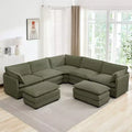 HYLEORY 113.4''D*113.4''W Oversized Corduroy Modular 7-Seat Sectional Sofa Set with Double Ottomans U Shaped Sofa Couch with Corner Sofa
