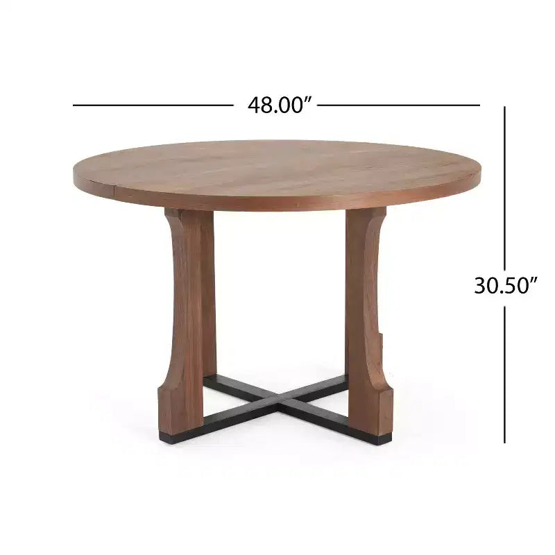 Table de salle à manger ronde Christopher Knight Home Dakota 48 avec cadre rustique en croix