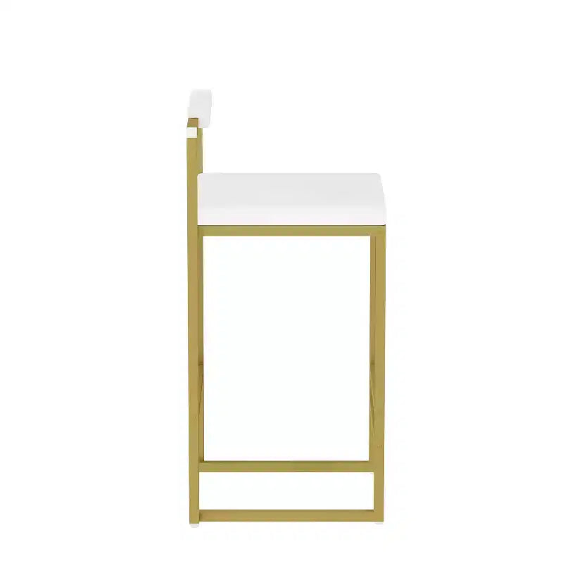 MAYEERTY Lot de 2 tabourets de bar rembourrés en velours, chaises de salle à manger modernes pour comptoir, hauteur de bar, intérieur, doré, blanc crème