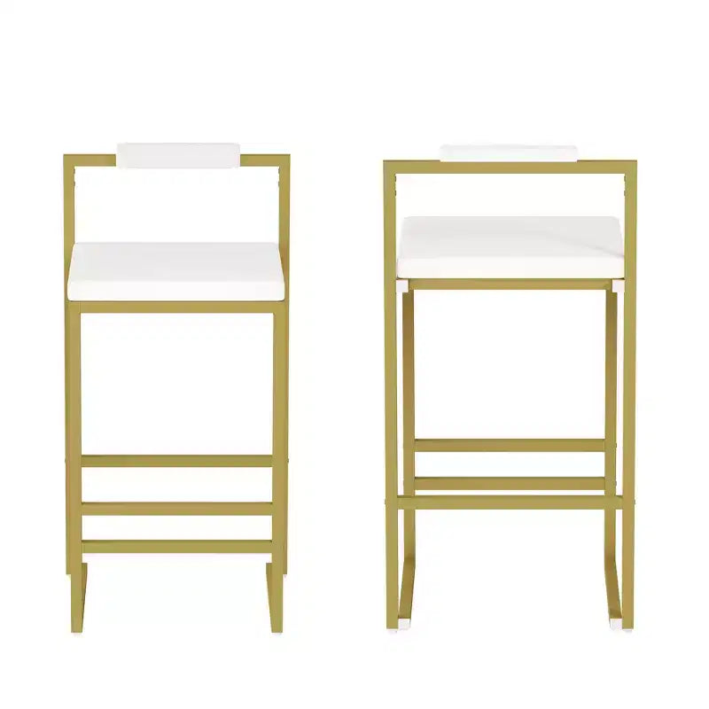 MAYEERTY Lot de 2 tabourets de bar rembourrés en velours, chaises de salle à manger modernes pour comptoir, hauteur de bar, intérieur, doré, blanc crème