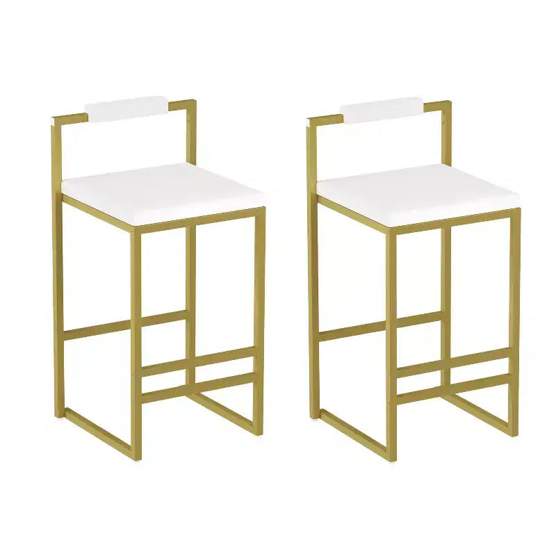 MAYEERTY Lot de 2 tabourets de bar rembourrés en velours, chaises de salle à manger modernes pour comptoir, hauteur de bar, intérieur, doré, blanc crème