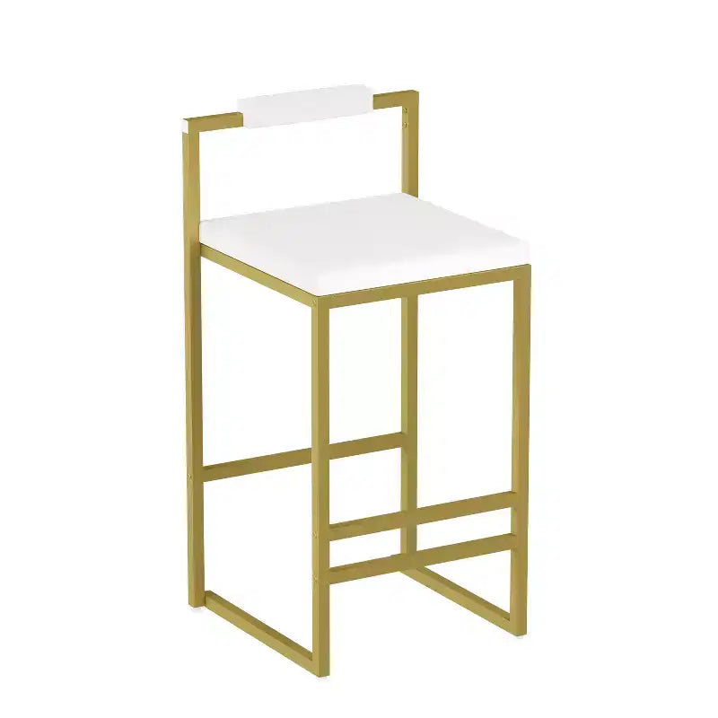 MAYEERTY Lot de 2 tabourets de bar rembourrés en velours, chaises de salle à manger modernes pour comptoir, hauteur de bar, intérieur, doré, blanc crème