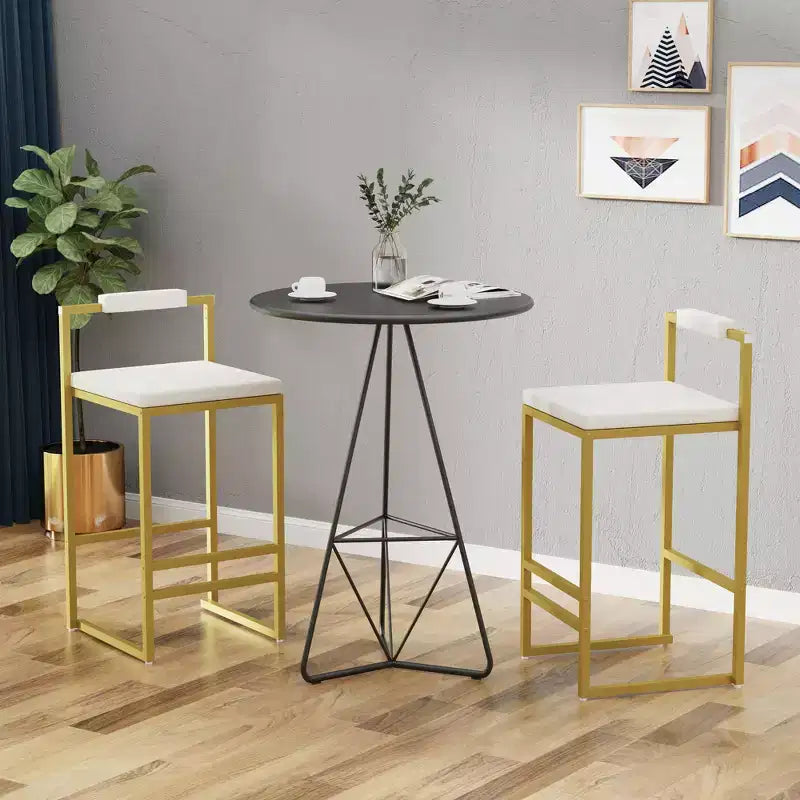 MAYEERTY Lot de 2 tabourets de bar rembourrés en velours, chaises de salle à manger modernes pour comptoir, hauteur de bar, intérieur, doré, blanc crème
