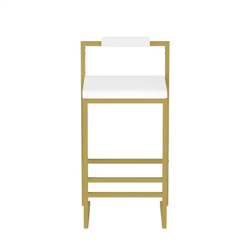 MAYEERTY Lot de 2 tabourets de bar rembourrés en velours, chaises de salle à manger modernes pour comptoir, hauteur de bar, intérieur, doré, blanc crème