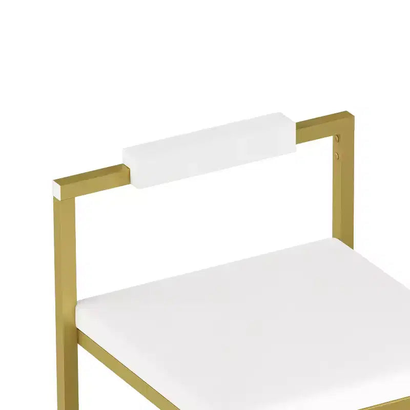 MAYEERTY Lot de 2 tabourets de bar rembourrés en velours, chaises de salle à manger modernes pour comptoir, hauteur de bar, intérieur, doré, blanc crème