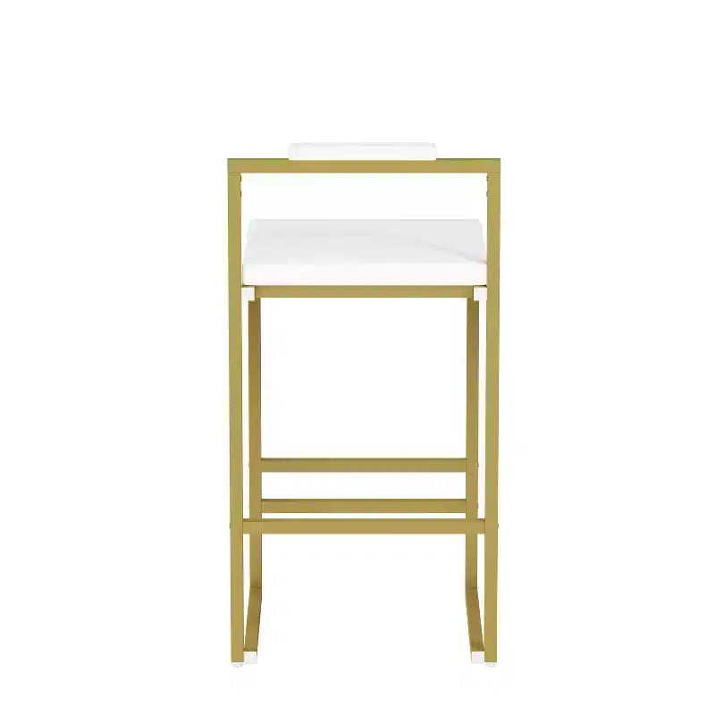 MAYEERTY Lot de 2 tabourets de bar rembourrés en velours, chaises de salle à manger modernes pour comptoir, hauteur de bar, intérieur, doré, blanc crème