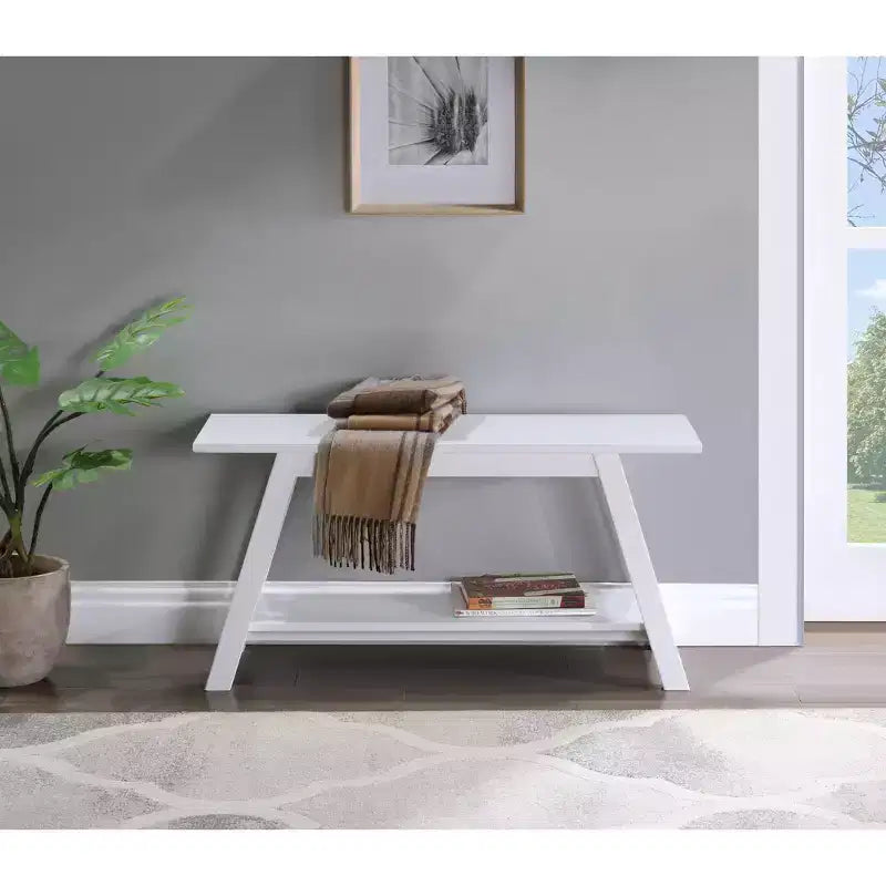 Banc en bois massif Elyz avec étagère de Roundhill Furniture
