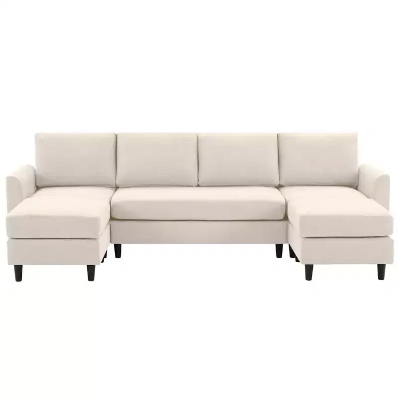 Canapé d'angle en U Hyleory avec 2 poufs, grand canapé 6 places pour salon, bureau, espace spacieux