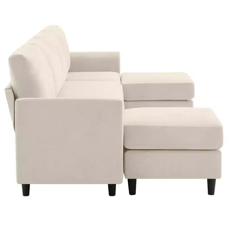 Canapé d'angle en U Hyleory avec 2 poufs, grand canapé 6 places pour salon, bureau, espace spacieux