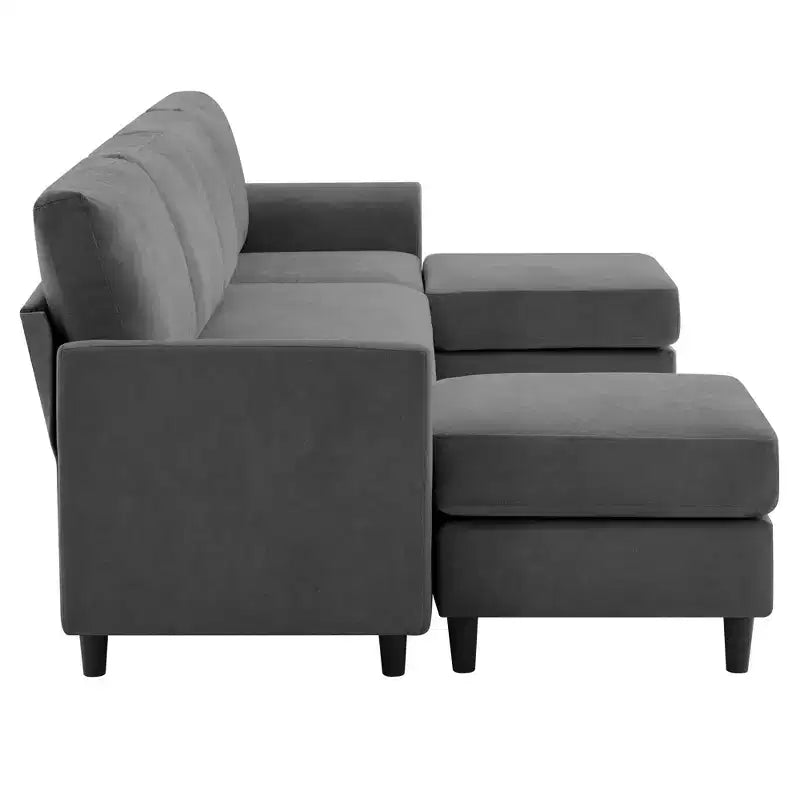 Canapé d'angle en U Hyleory avec 2 poufs, grand canapé 6 places pour salon, bureau, espace spacieux
