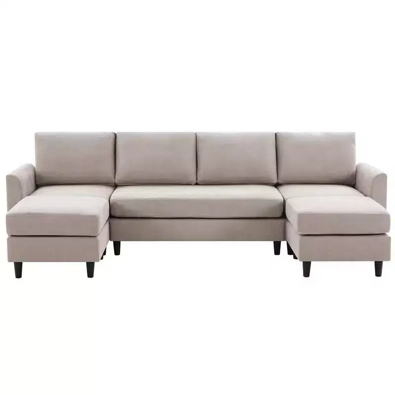 Canapé d'angle en U Hyleory avec 2 poufs, grand canapé 6 places pour salon, bureau, espace spacieux
