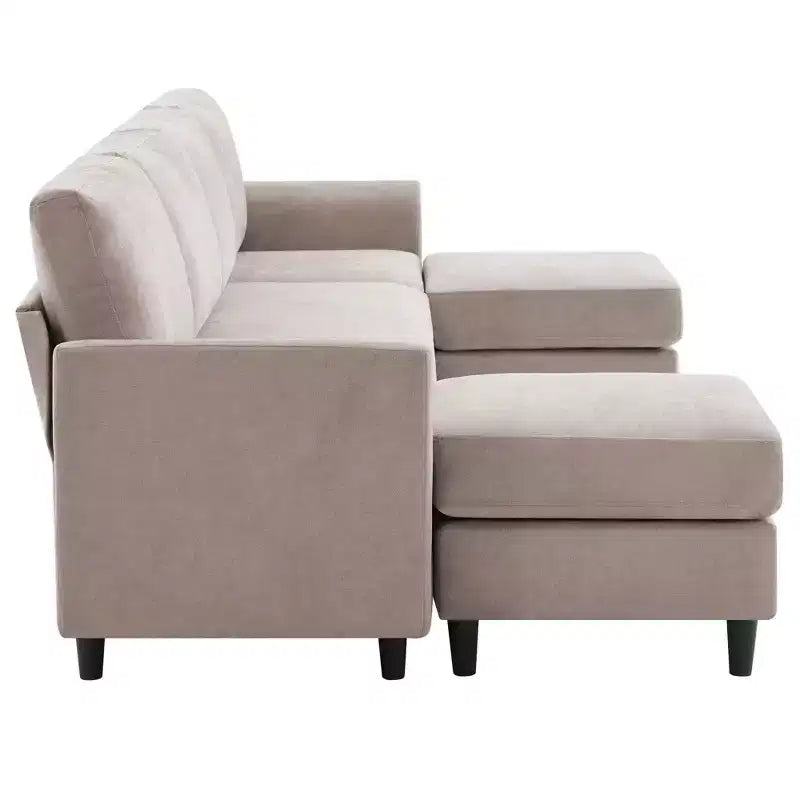 Canapé d'angle en U Hyleory avec 2 poufs, grand canapé 6 places pour salon, bureau, espace spacieux