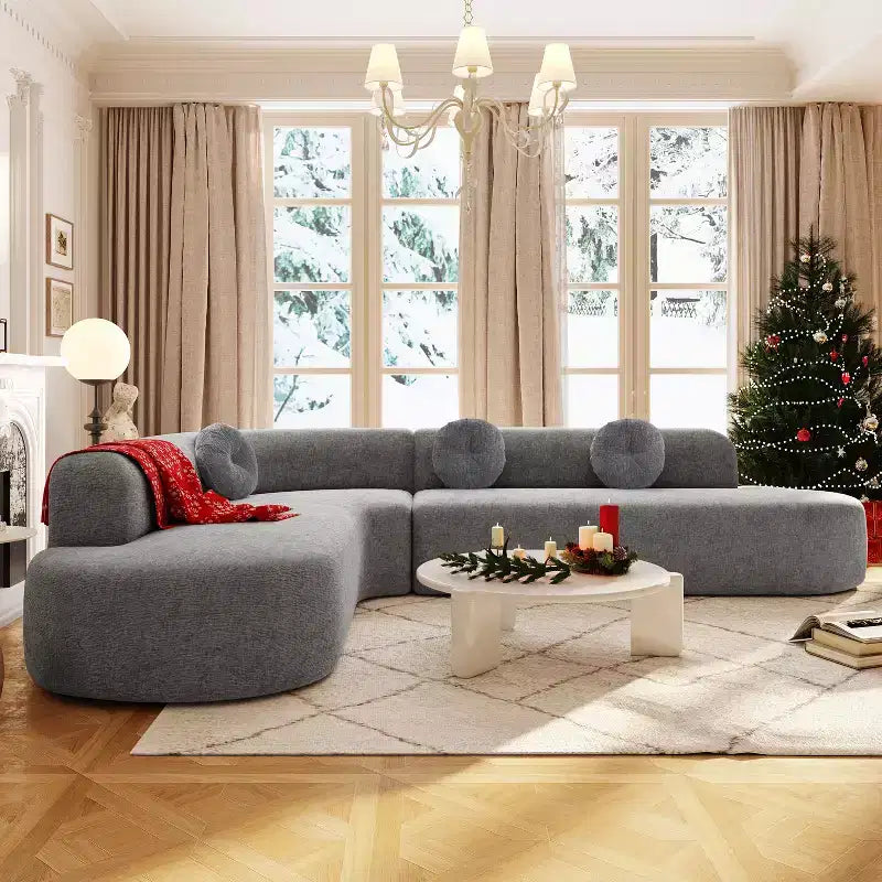 Christopher Knight Home Patrick 122 Canapé d'angle moderne très grand en chenille avec oreillers