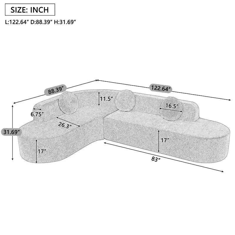 Christopher Knight Home Patrick 122 Canapé d'angle moderne très grand en chenille avec oreillers