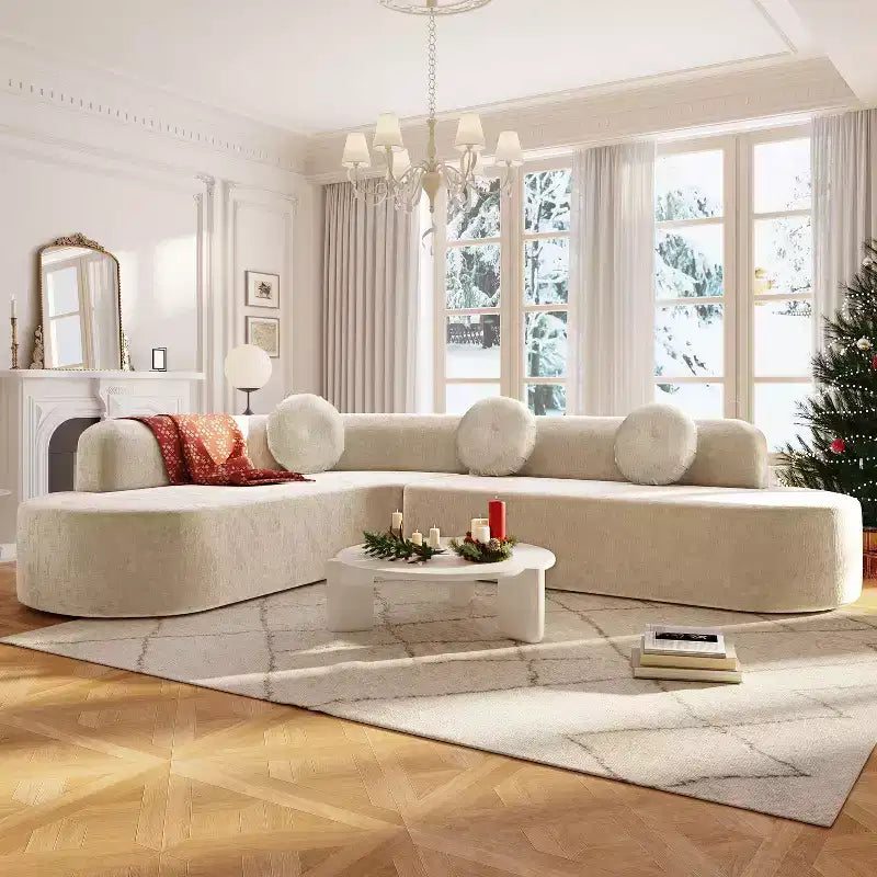 Christopher Knight Home Patrick 122 Canapé d'angle moderne très grand en chenille avec oreillers