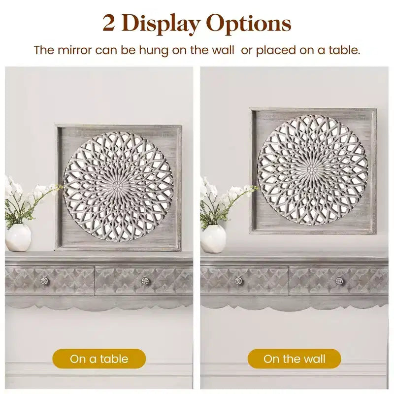 Miroir en bois de ferme Heynemo, miroirs décoratifs carrés muraux, miroirs muraux pour salon, chambre, salle à manger, entrée, couloir