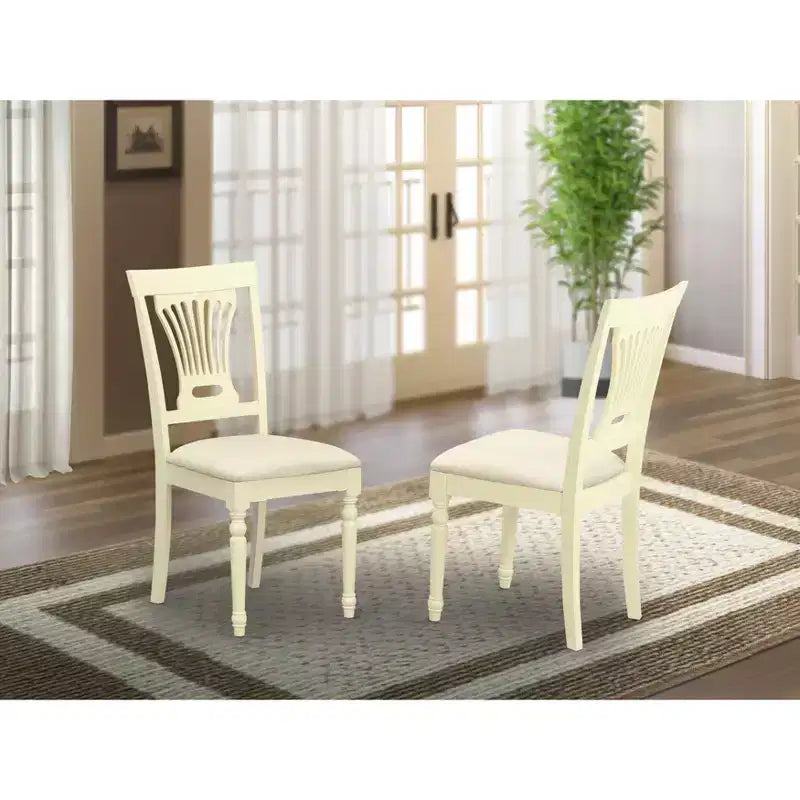 Chaises HomeStock en tissu de lin capitonnées en bois massif pour salle à manger, lot de 2