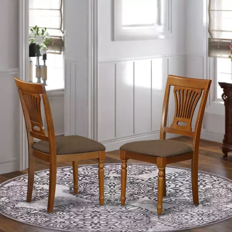 Chaises HomeStock en tissu de lin capitonnées en bois massif pour salle à manger, lot de 2