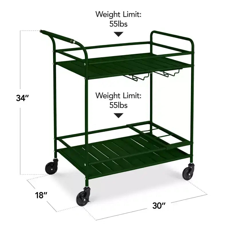 Chariot de bar roulant à 2 niveaux Best Choice Products, intérieur/extérieur avec étagères de rangement, casier à vin, roulettes verrouillables