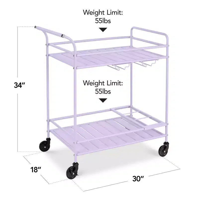 Chariot de bar roulant à 2 niveaux Best Choice Products, intérieur/extérieur avec étagères de rangement, casier à vin, roulettes verrouillables
