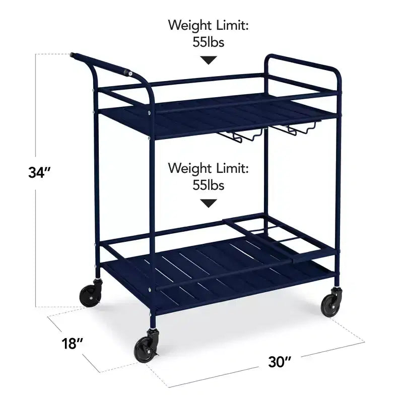 Chariot de bar roulant à 2 niveaux Best Choice Products, intérieur/extérieur avec étagères de rangement, casier à vin, roulettes verrouillables