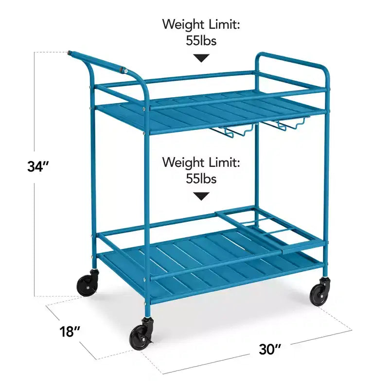 Chariot de bar roulant à 2 niveaux Best Choice Products, intérieur/extérieur avec étagères de rangement, casier à vin, roulettes verrouillables