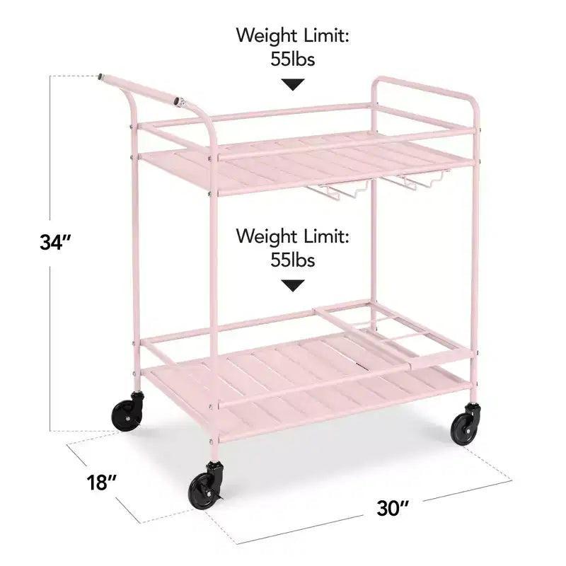 Chariot de bar roulant à 2 niveaux Best Choice Products, intérieur/extérieur avec étagères de rangement, casier à vin, roulettes verrouillables
