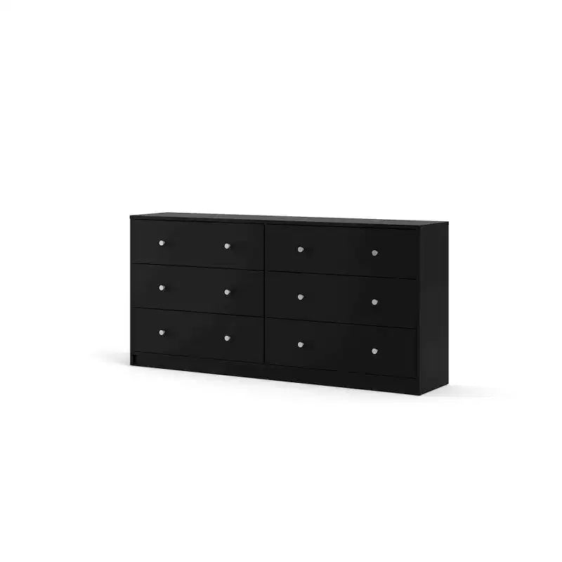 Commode double Tvilum Portland à 6 tiroirs, noire