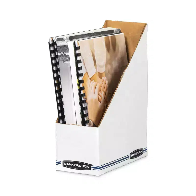 Classeur magazine Bankers Box Stor/File en carton ondulé, 4 x 9,25 x 11,75, blanc, 12/carton