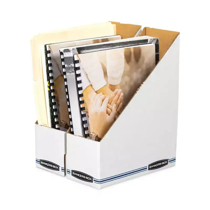 Classeur magazine Bankers Box Stor/File en carton ondulé, 4 x 9,25 x 11,75, blanc, 12/carton