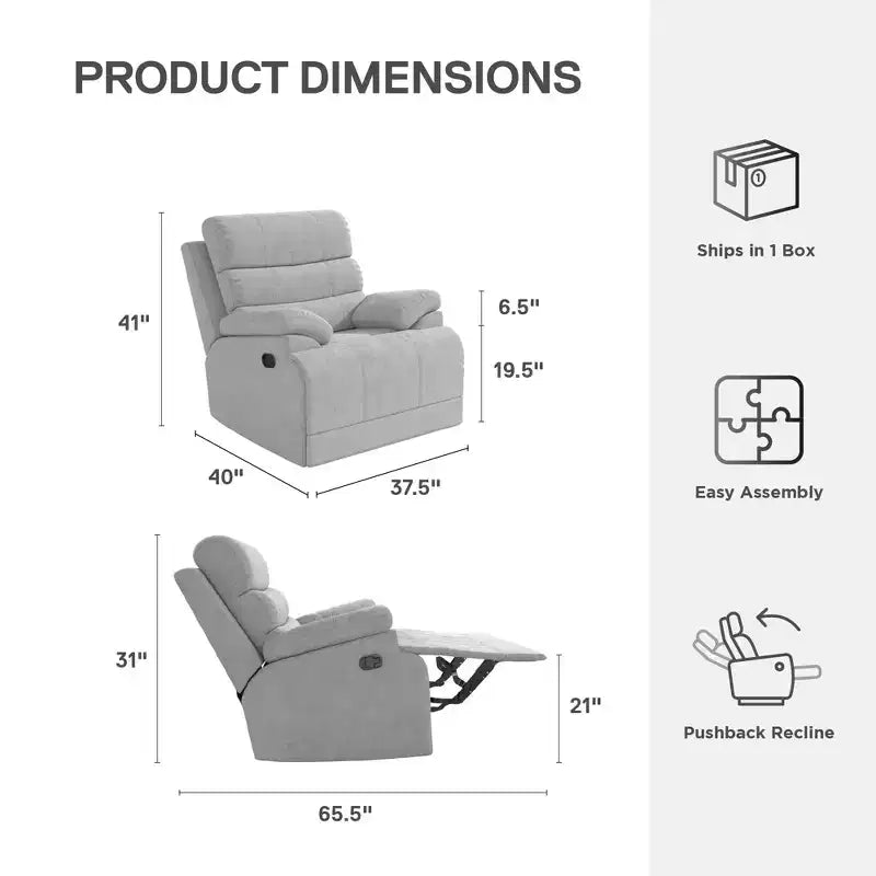 Fauteuil inclinable DHP McAllen, tissu texturé gris clair