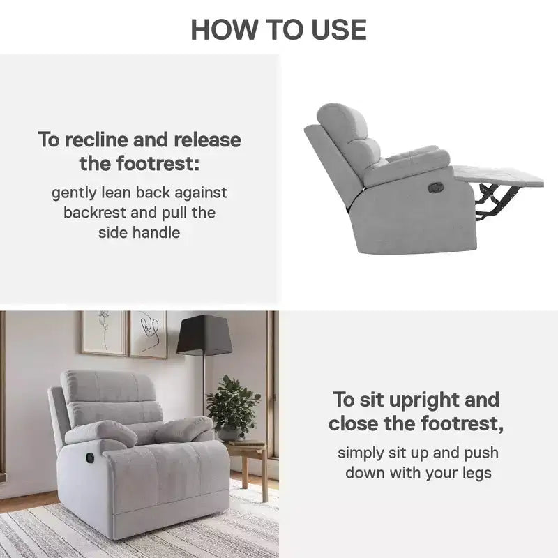 Fauteuil inclinable DHP McAllen, tissu texturé gris clair