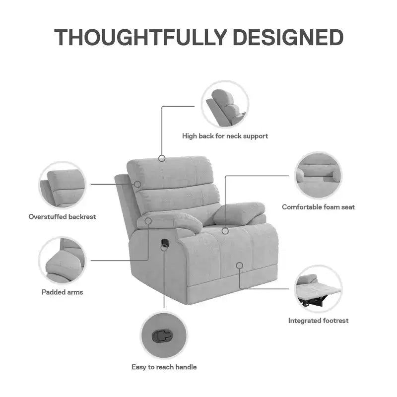 Fauteuil inclinable DHP McAllen, tissu texturé gris clair