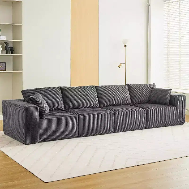 Canapé modulable 137 Sectional Couch Cloud moderne linéaire avec méridienne, tissu velours côtelé, aucun assemblage requis, canapé-lit convertible à compression