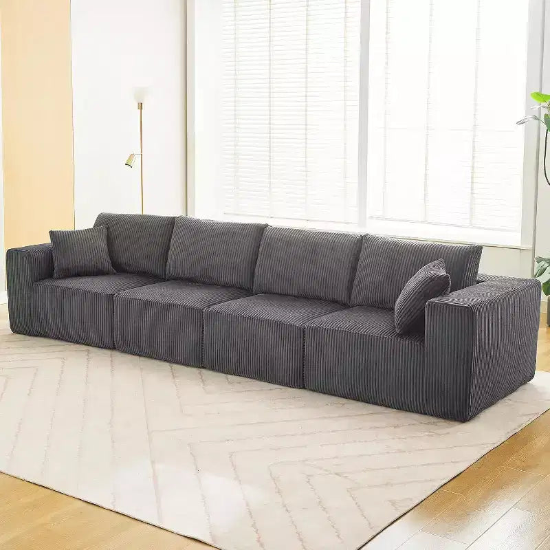 Canapé modulable 137 Sectional Couch Cloud moderne linéaire avec méridienne, tissu velours côtelé, aucun assemblage requis, canapé-lit convertible à compression
