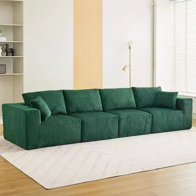 Canapé d'angle 137 Cloud Modulaire Moderne Linéaire avec Méridienne, Tissu Velours Côtelé, Aucun Assemblage Requis, Canapé Convertible Lit Compression