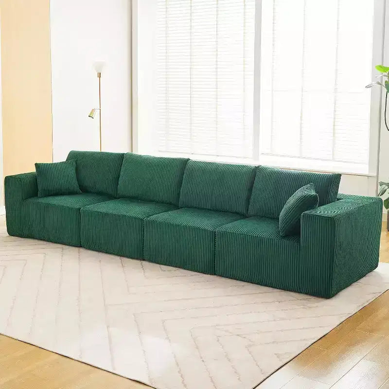 Canapé d'angle 137 Cloud Modulaire Moderne Linéaire avec Méridienne, Tissu Velours Côtelé, Aucun Assemblage Requis, Canapé Convertible Lit Compression