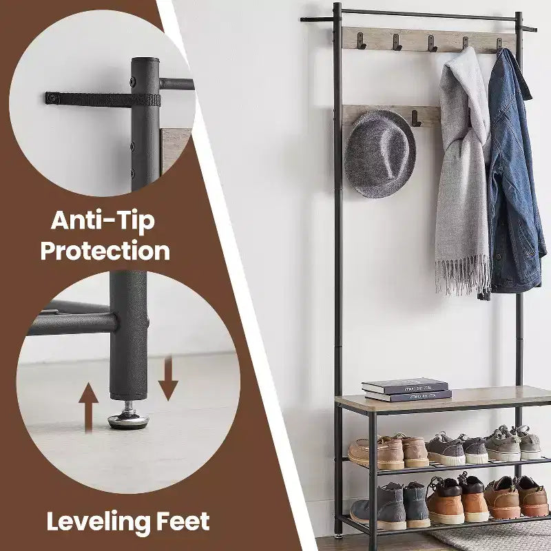 Porte-manteau meuble d'entrée avec banc de rangement à chaussures Banc d'entrée avec rangement à chaussures pour entrée