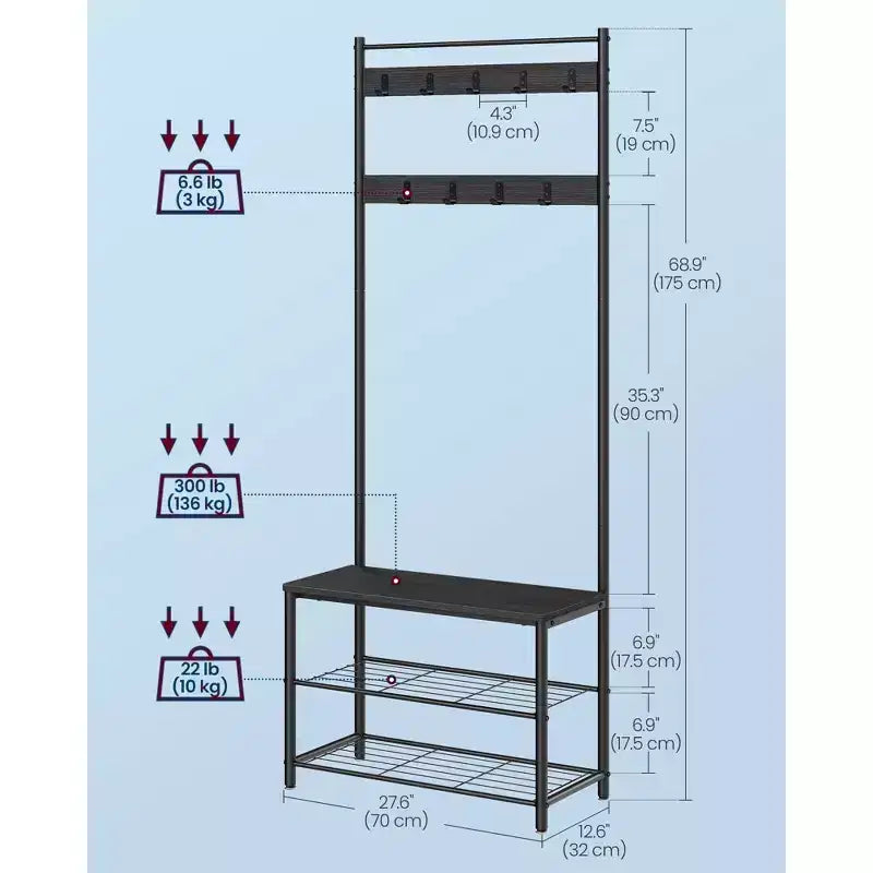 Porte-manteau meuble d'entrée avec banc de rangement à chaussures Banc d'entrée avec rangement à chaussures pour entrée