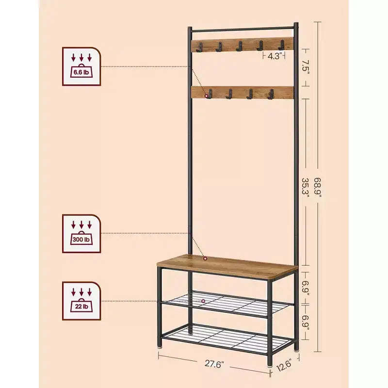 Porte-manteau meuble d'entrée avec banc de rangement à chaussures Banc d'entrée avec rangement à chaussures pour entrée