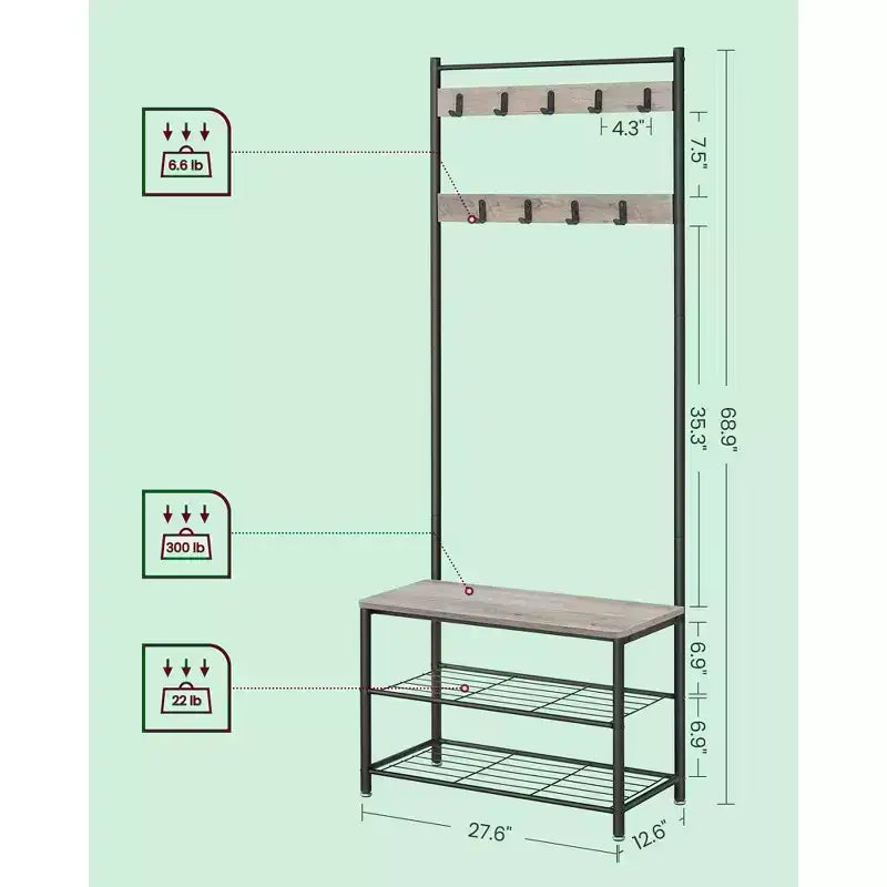 Porte-manteau meuble d'entrée avec banc de rangement à chaussures Banc d'entrée avec rangement à chaussures pour entrée