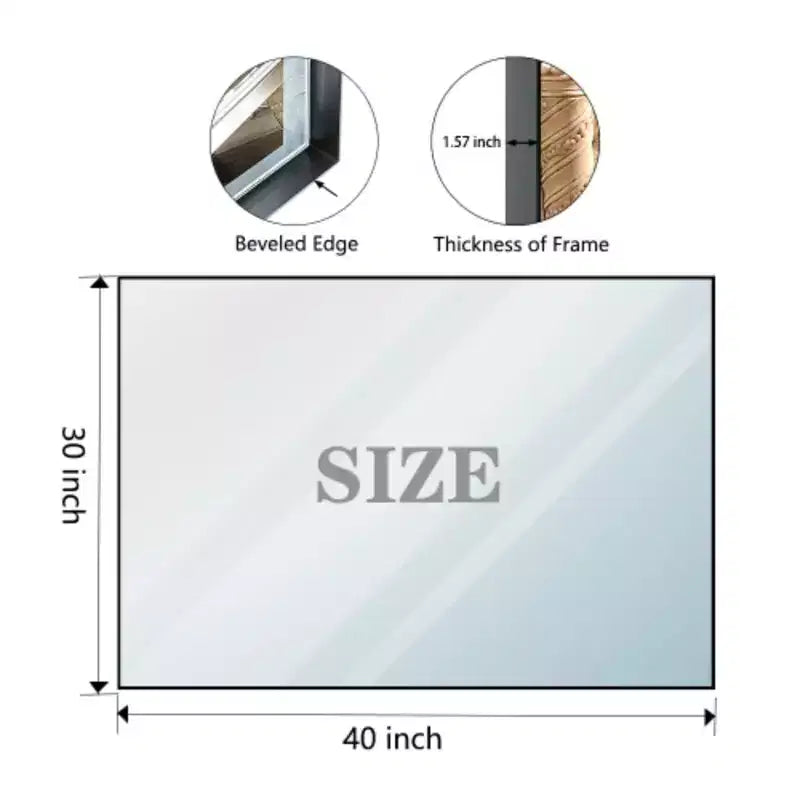 Miroir de salle de bain noir brillant 40x30 : moderne, rectangulaire, style ferme, horizontal/vertical