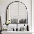 28 x 30 inch Black Wall-mounted Aluminum Straight-Edge Arch Wall Mirror Bathroom Mirror