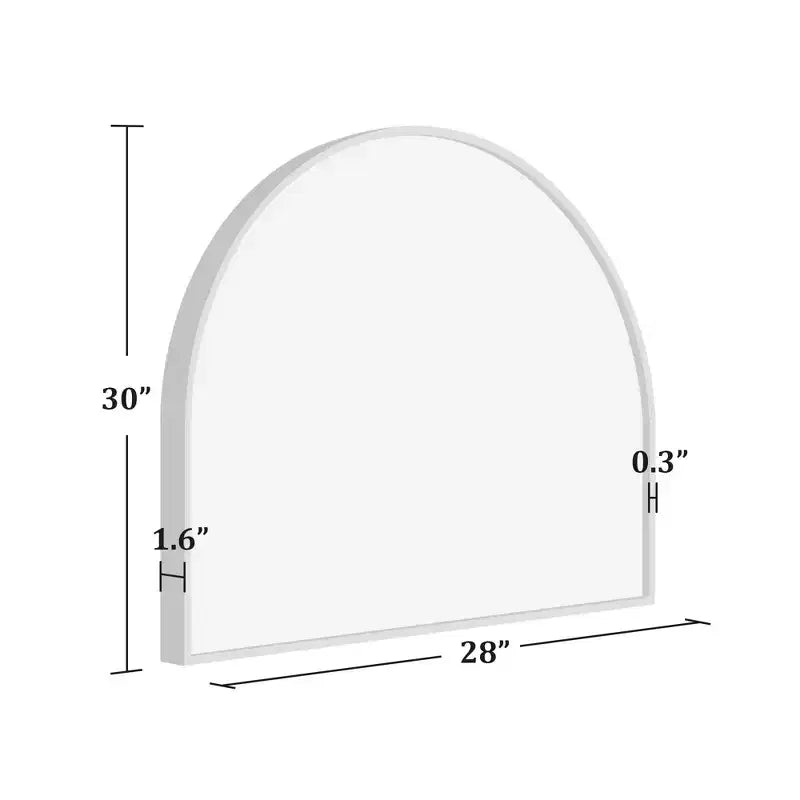 Miroir Mural Arch Noir à Bord Droit en Aluminium de 28 x 30 Pouces, pour Salle de Bain