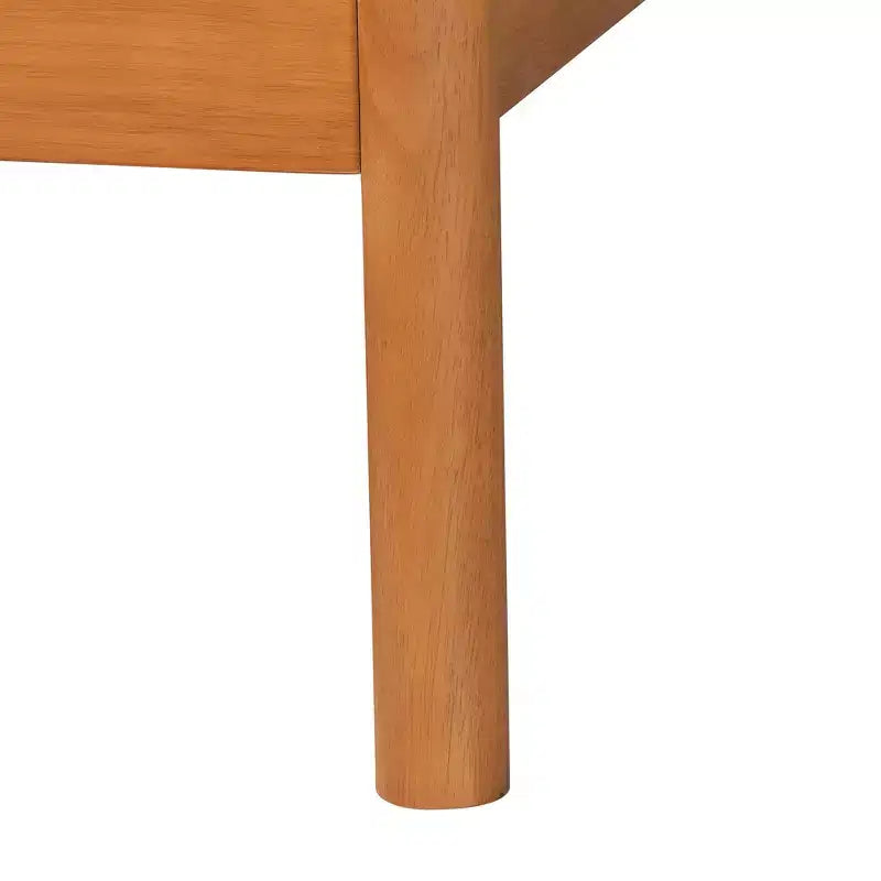 Ensemble de chambre à coucher 4 pièces Japandi Baxton Studio Jenn en bois brun doré avec rotin à finition vieillie, taille Queen