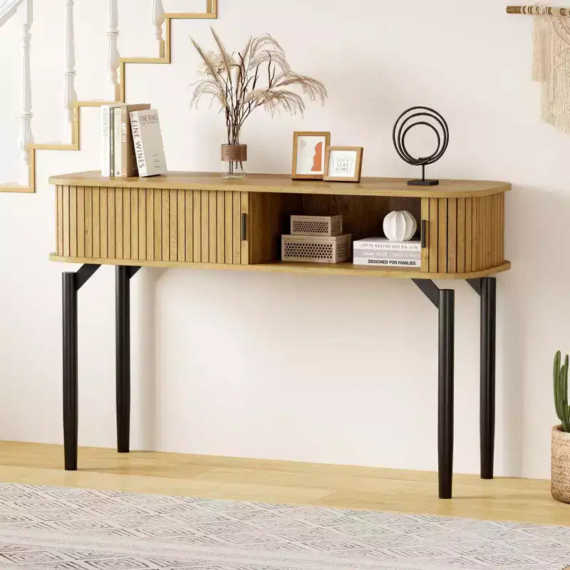 Console avec rangement, table de canapé en bois avec porte coulissante, table d'entrée pour salon, canapé, couloir, hall d'entrée