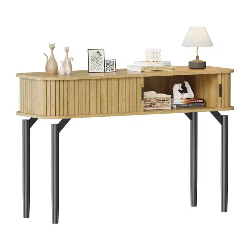 Console avec rangement, table de canapé en bois avec porte coulissante, table d'entrée pour salon, canapé, couloir, hall d'entrée
