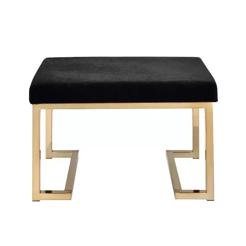 Pouf rembourré Simple Relax avec base en métal, noir et champagne