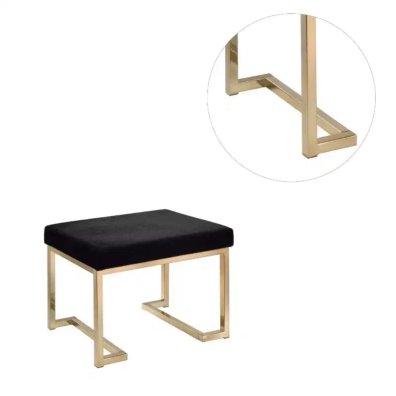 Pouf rembourré Simple Relax avec base en métal, noir et champagne